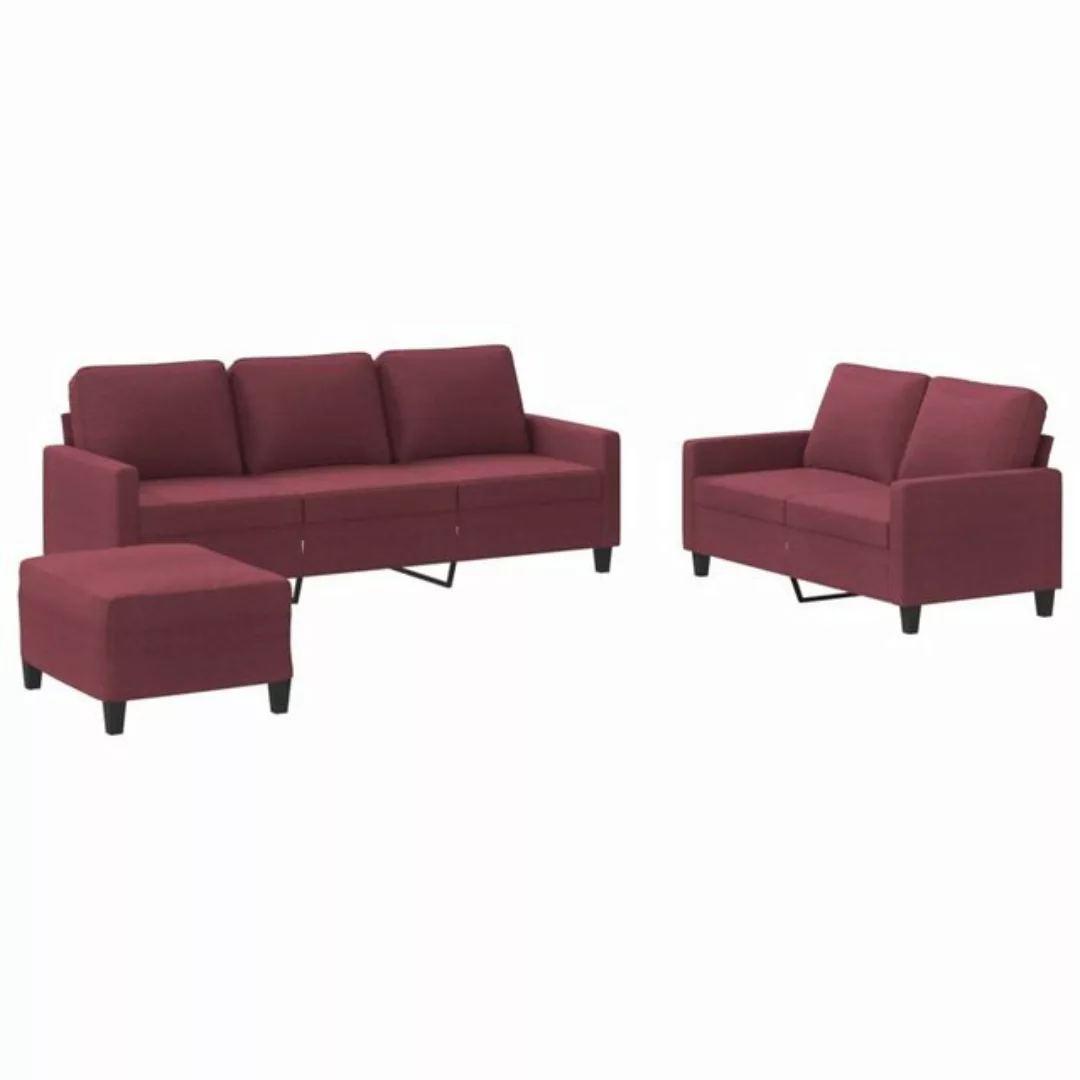 vidaXL Sofa 3-tlg. Sofagarnitur mit Kissen Weinrot Stoff günstig online kaufen