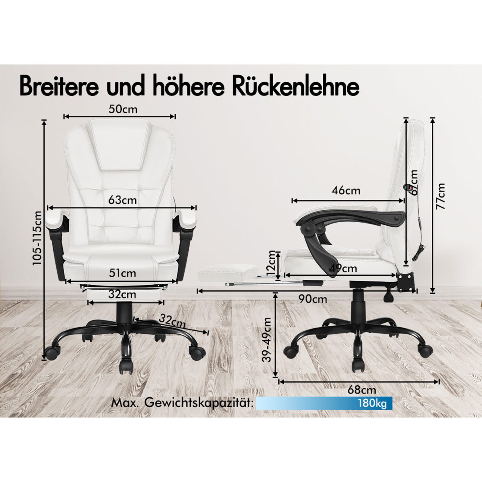 ALFORDSON Bürostuhl mit Massagefunktion, Fußstütze und günstig online kaufen