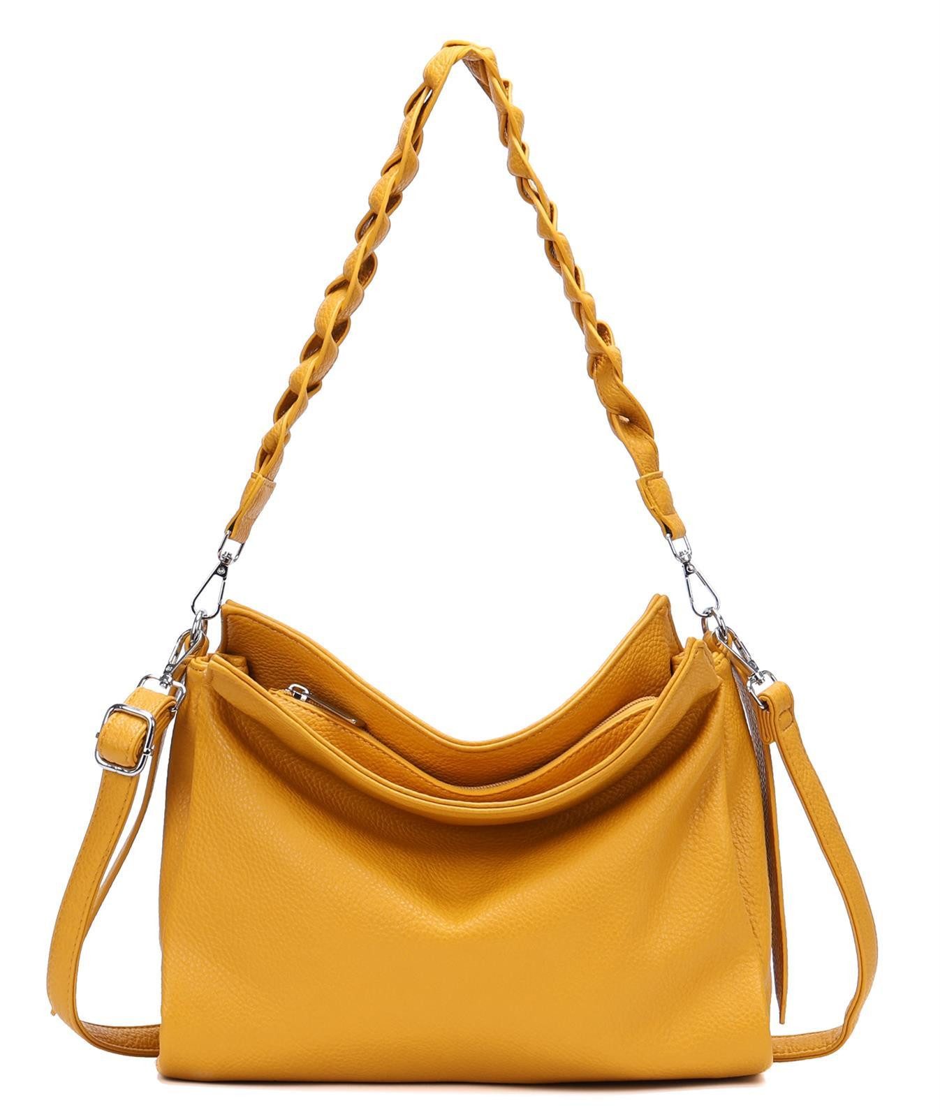 ITALYSHOP24 Schultertasche Damen Tasche Shopper FLECHTOPTIK günstig online kaufen
