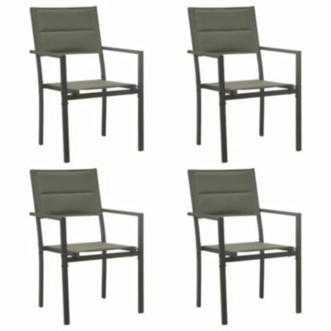 Gartenstühle 4 Stk. Textilene Und Stahl Grau Und Anthrazit günstig online kaufen