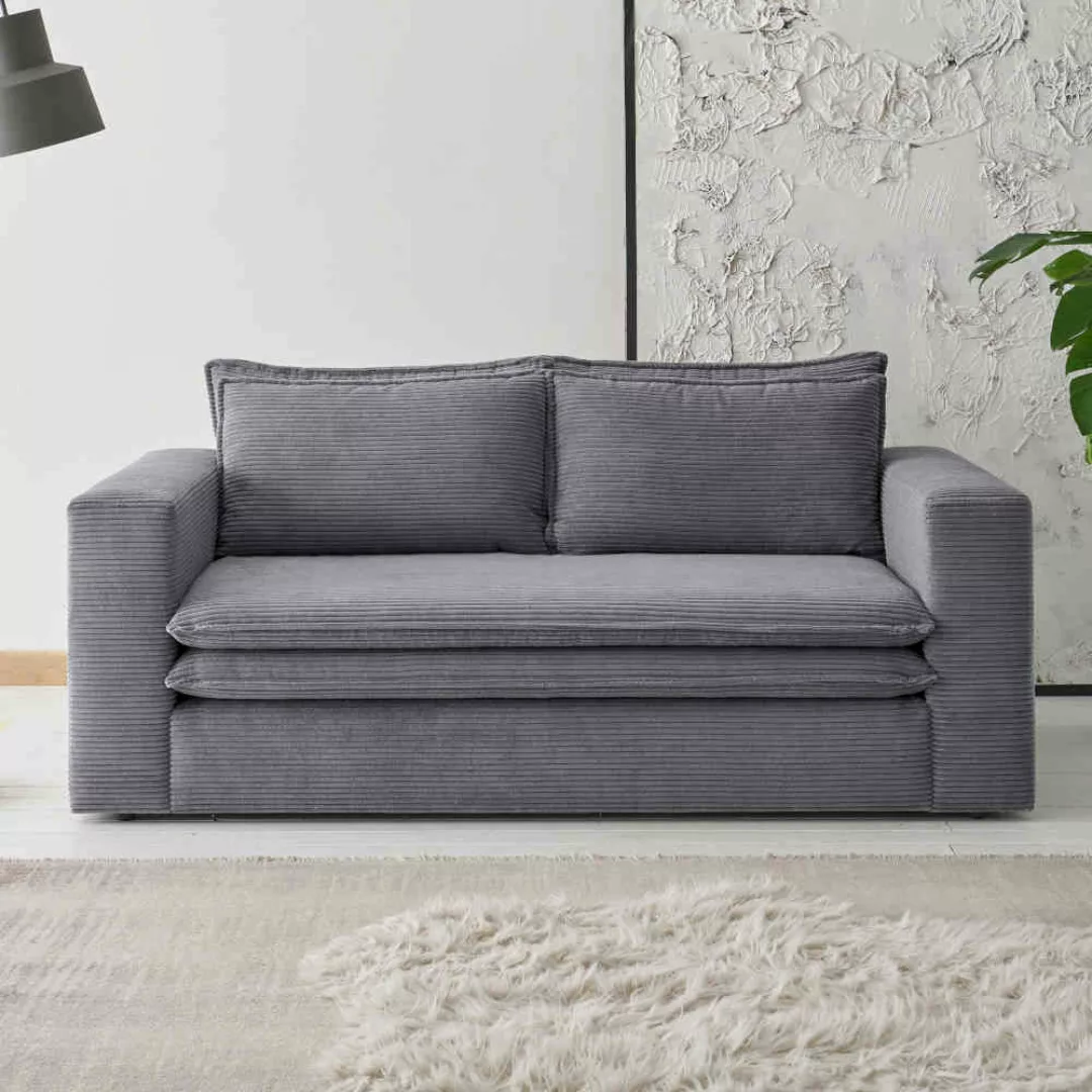 Anthrazit Cord 2er Sofa in modernem Design 180 cm breit günstig online kaufen
