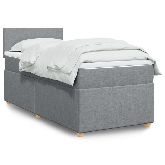 vidaXL Boxspringbett, Boxspringbett mit Matratze Hellgrau 80x200 cm Stoff günstig online kaufen