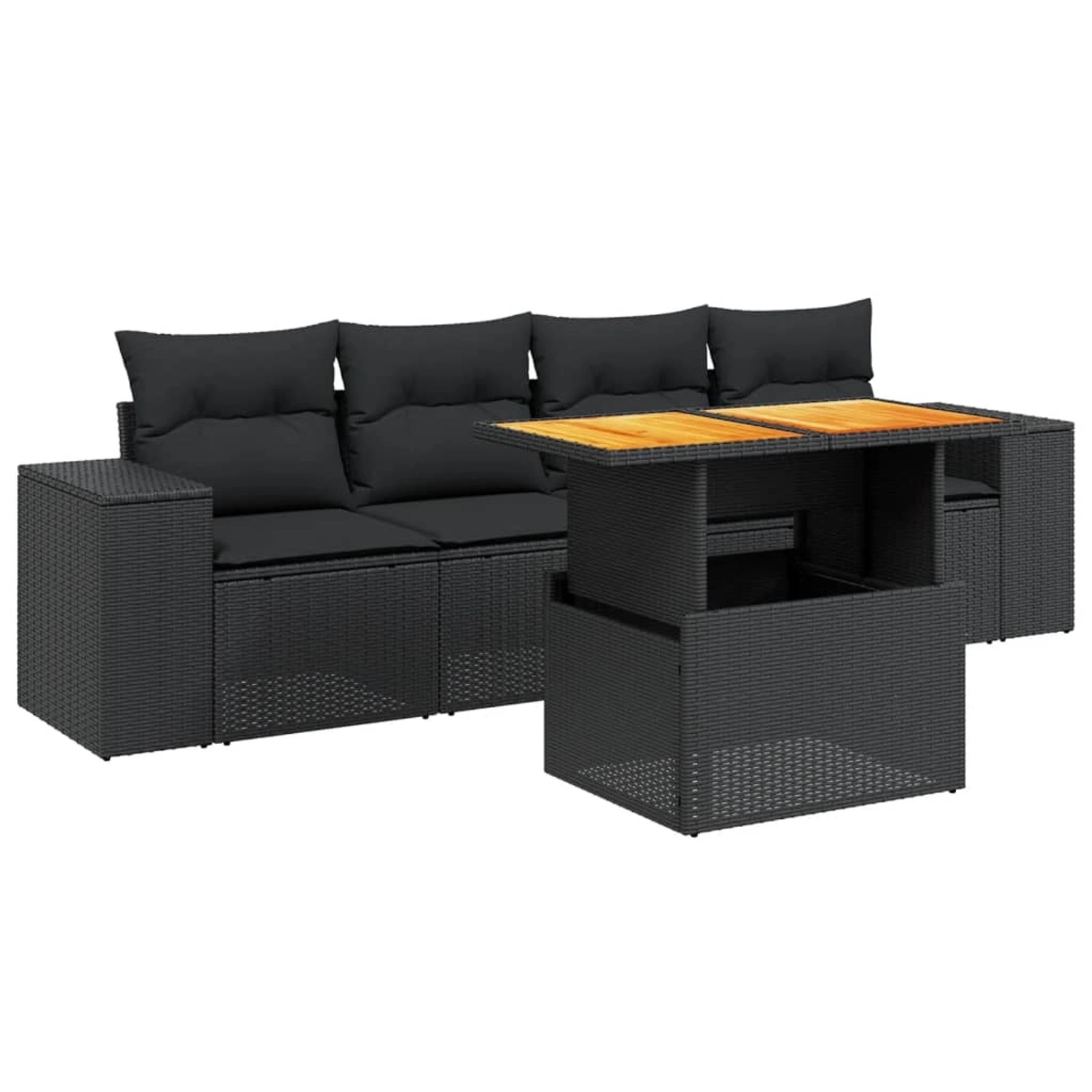 vidaXL 5-Tlg Garten-Sofagarnitur mit Kissen Schwarz Poly Rattan 3272511 günstig online kaufen