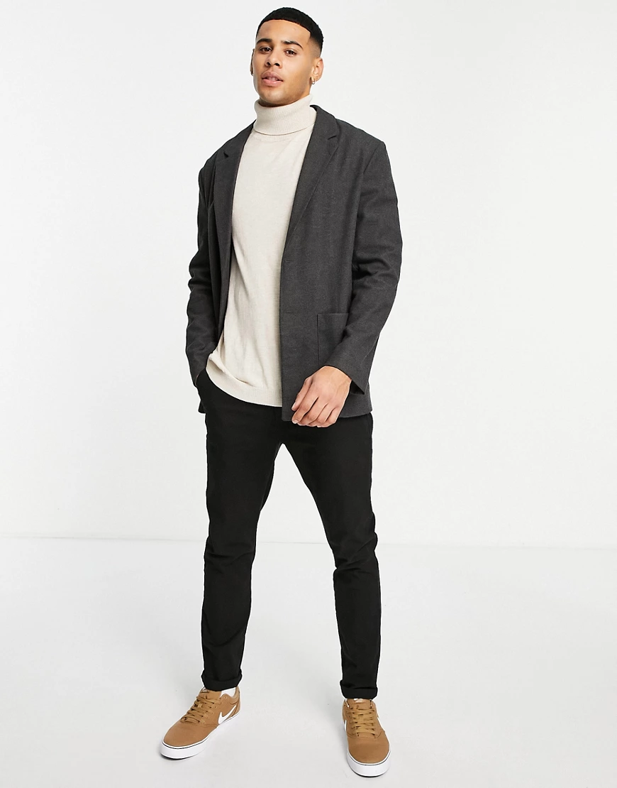 River Island – Locker geschnittener Blazer in Dunkelgrau günstig online kaufen