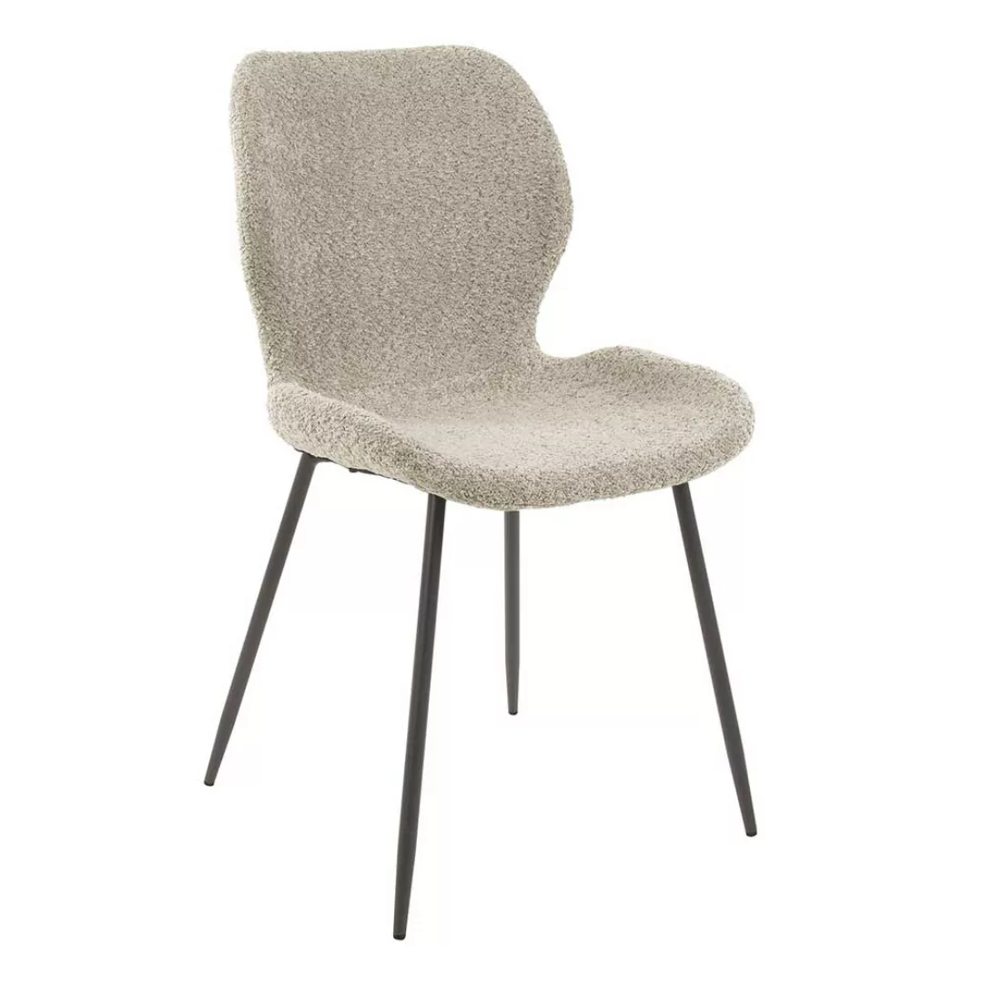 Stuhl Set Beige Boucle mit Gestell aus Metall 84 cm hoch (4er Set) günstig online kaufen
