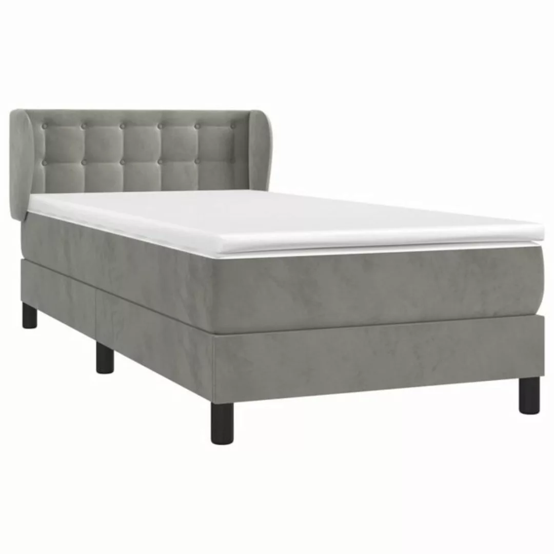 furnicato Bettgestell Boxspringbett mit Matratze Hellgrau 90x190 cm Samt (1 günstig online kaufen