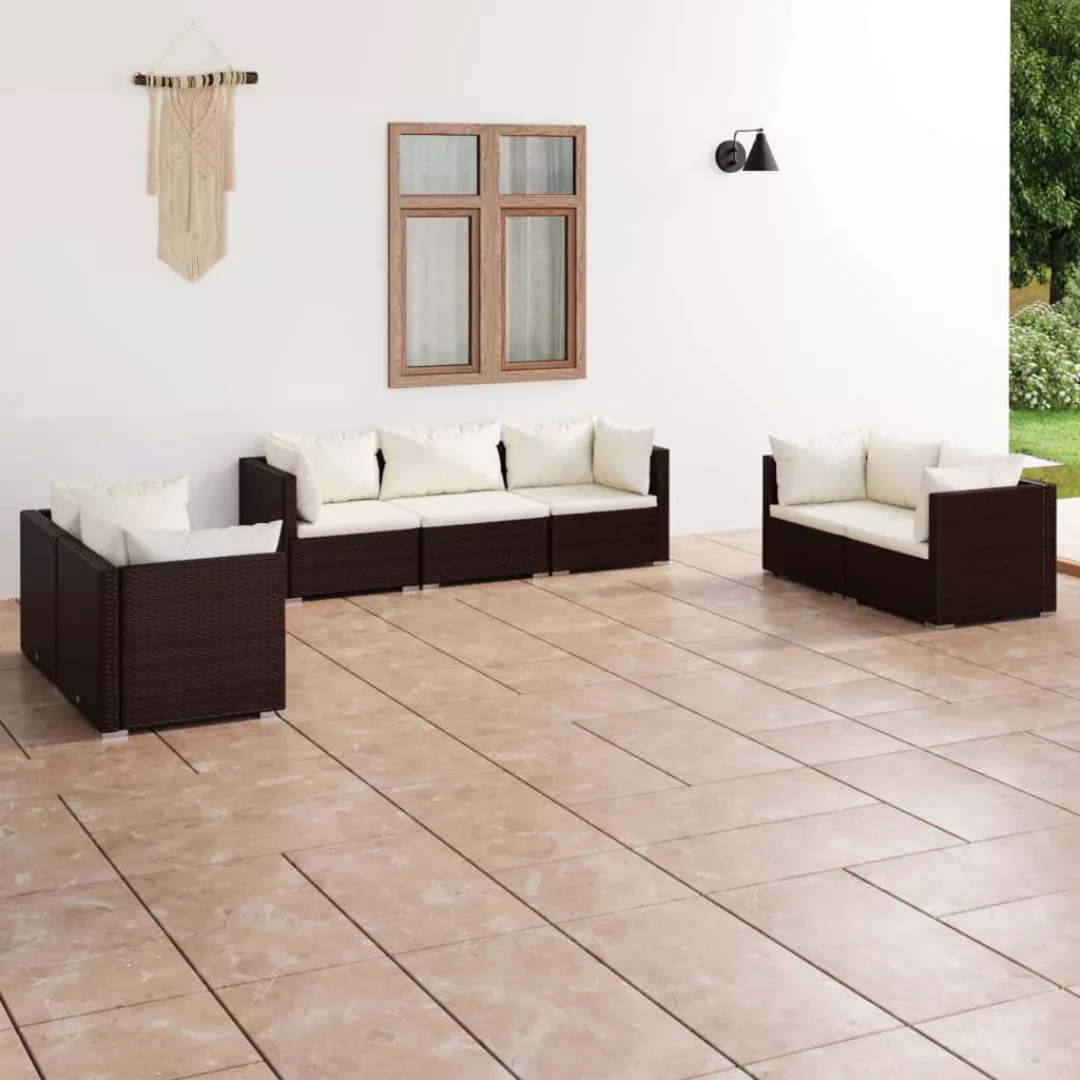 Vidaxl 7-tlg. Garten-lounge-set Mit Kissen Poly Rattan Braun günstig online kaufen