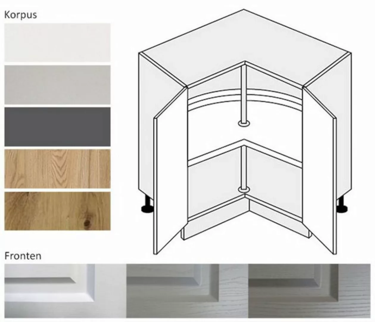 Feldmann-Wohnen Eckschrank Elbing (Elbing, 1-St) 84cm Front-, Korpusfarbe u günstig online kaufen