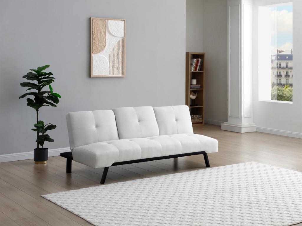 Schlafsofa Klappsofa - mittleres Rückenpolster klappbar - Stoff - Beige - P günstig online kaufen