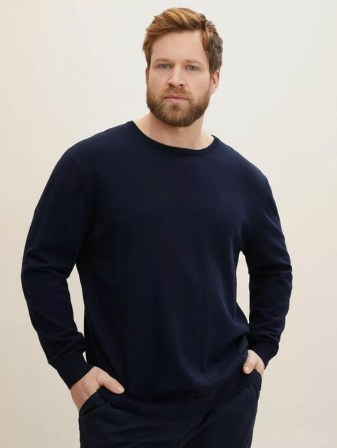 Tom Tailor Pullover 3XL Knitted Navy Melange günstig online kaufen
