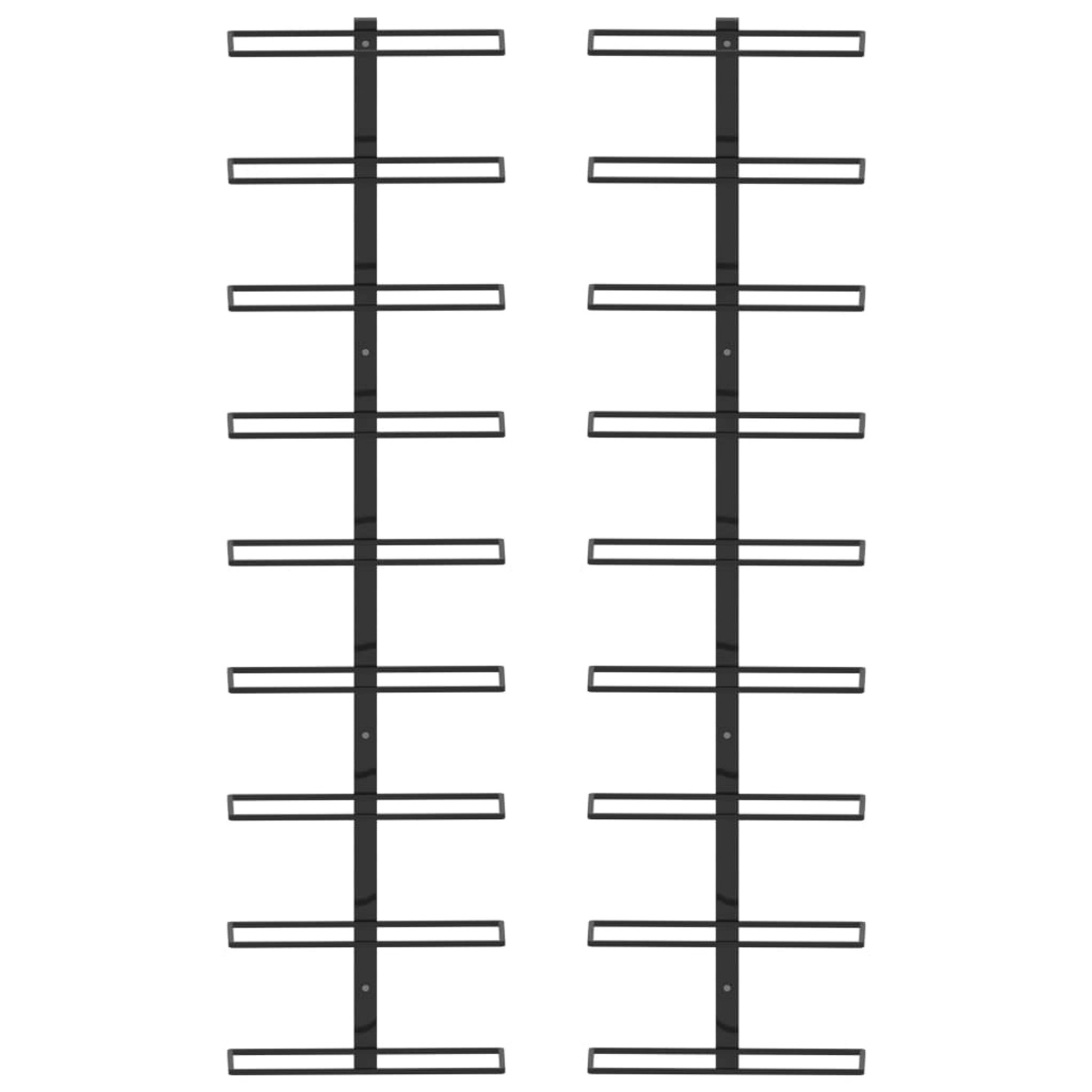 VidaXL Wand-Weinregale für 18 Flaschen 2 Stk. Schwarz Eisen günstig online kaufen