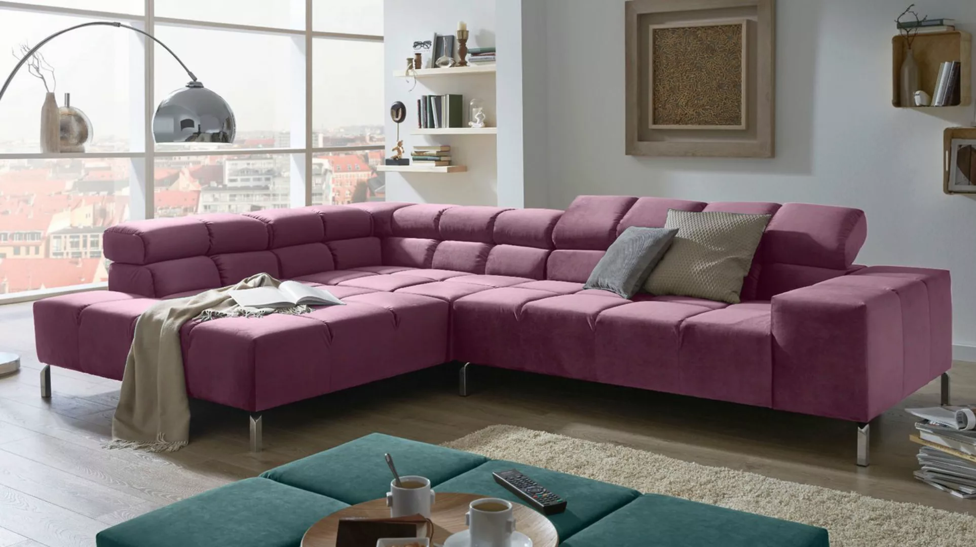 KAWOLA Ecksofa NELSON, Sofa Velvet versch. Ausführungen und versch. Farben günstig online kaufen