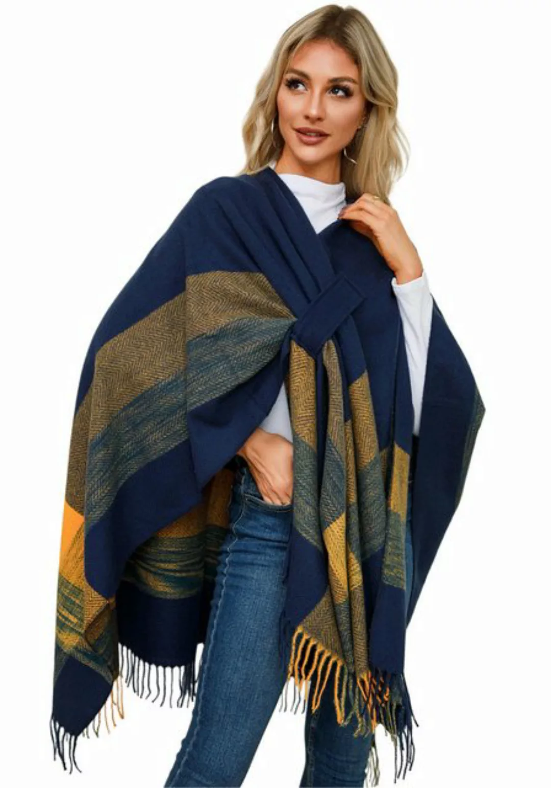 Zoclack Strickponcho Damen Poncho Schal Winter Warm Cape Gestrickten Poncho günstig online kaufen