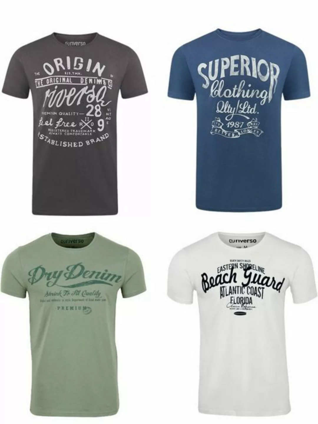 riverso Tshirt Herren Baumwolle Regular Fit RIVLeon 4er Set Pack günstig online kaufen