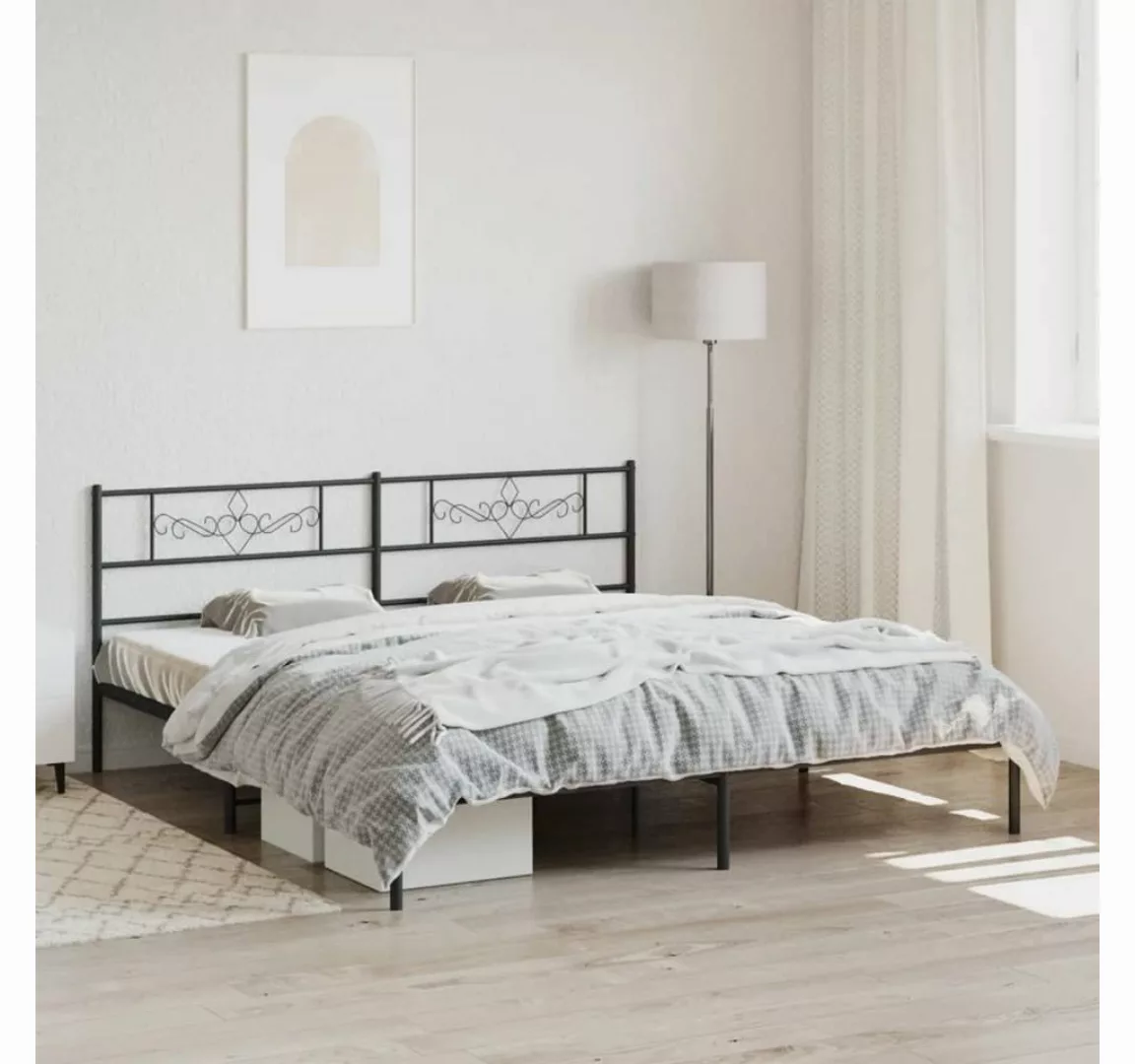 furnicato Bett Bettgestell mit Kopfteil Metall Schwarz 180x200 cm günstig online kaufen