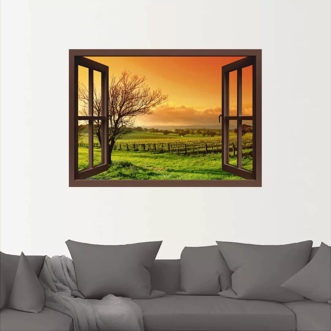 Artland Wandbild "Fensterblick - Landschaft mit Weinbergen", Fensterblick, günstig online kaufen