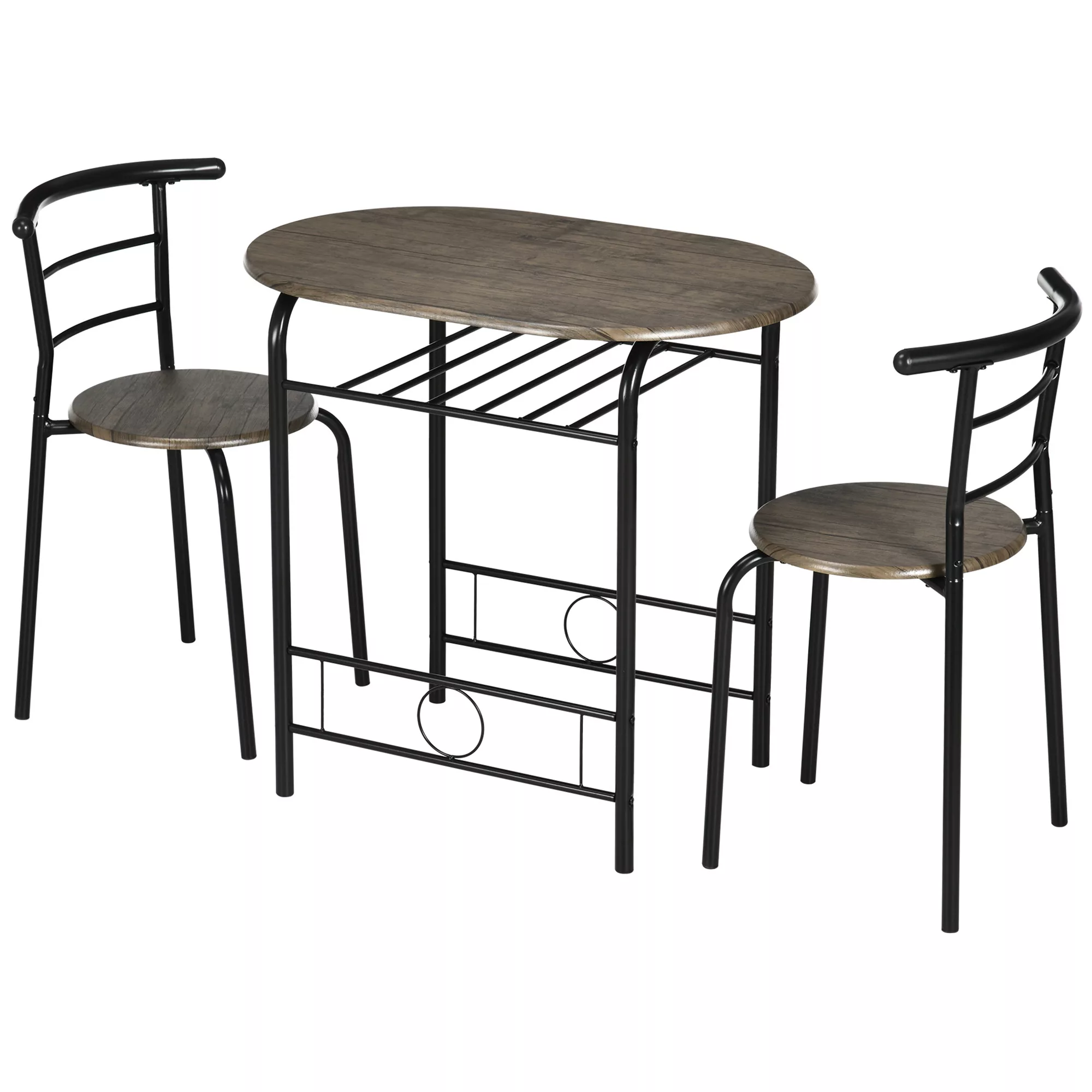 HOMCOM Bistro-Set Esstisch Küchentisch mit Stühlen Set, 1 Tisch, 2 Stühle, günstig online kaufen