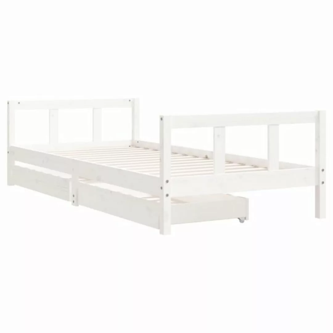 vidaXL Kinderbett Kinderbett mit Schubladen Weiß 90x200 cm Massivholz Kiefe günstig online kaufen