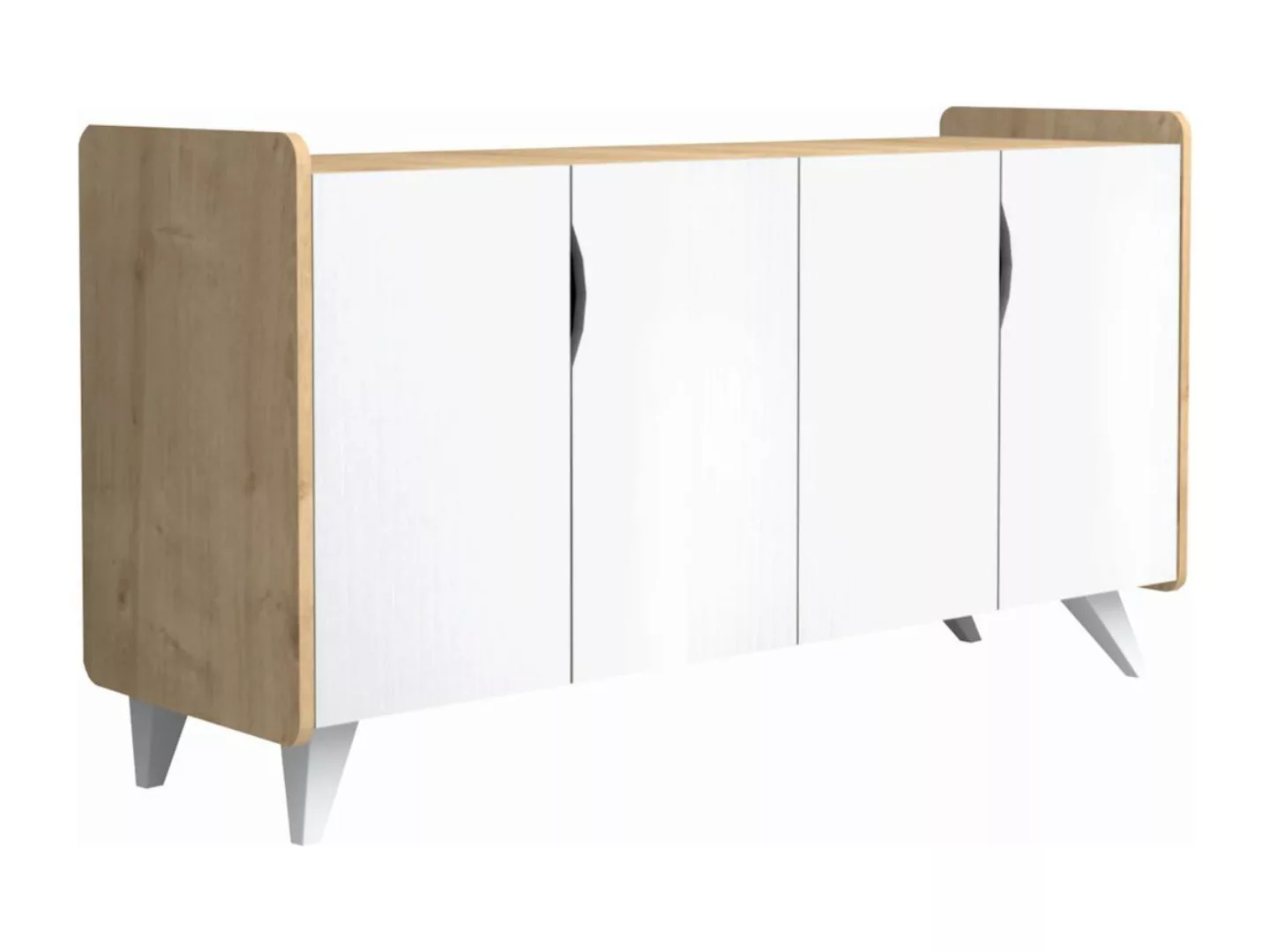 Sideboard mit 4 Türen - Weiß & Holzfarben - AYSANA günstig online kaufen