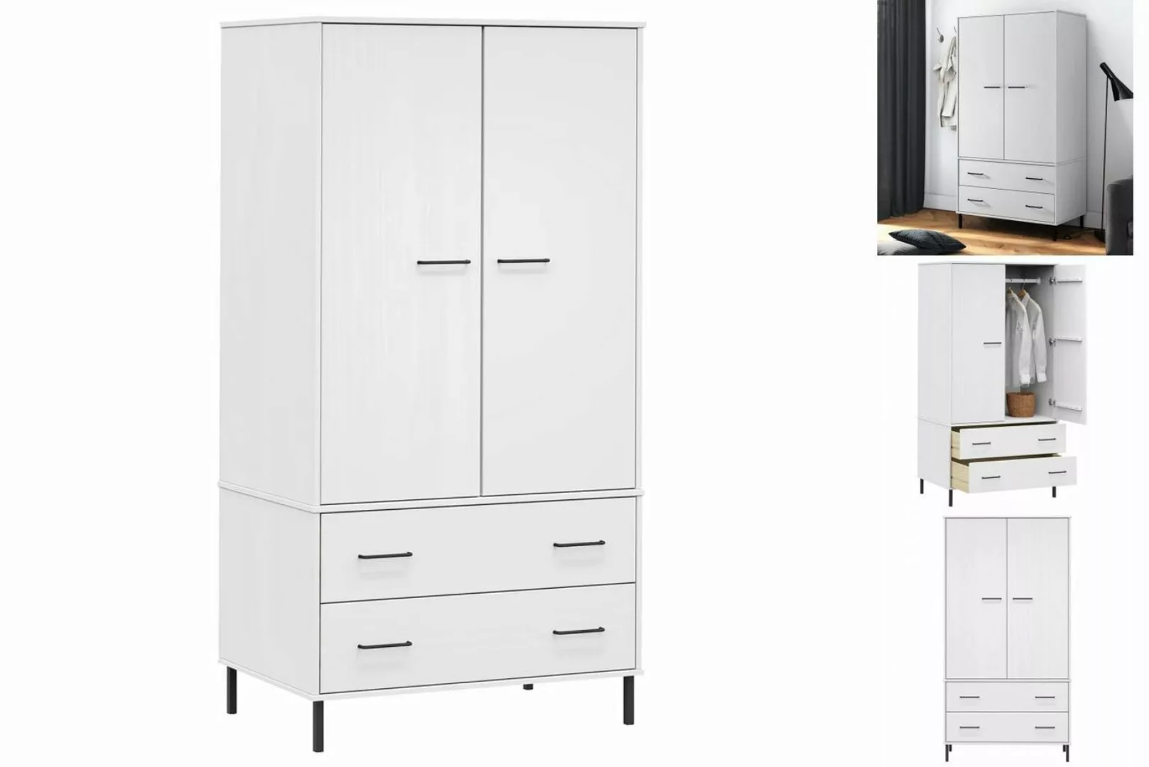 vidaXL Kleiderschrank Kleiderschrank OSLO Metallbeine Weiß 90x55x172,5 cm M günstig online kaufen