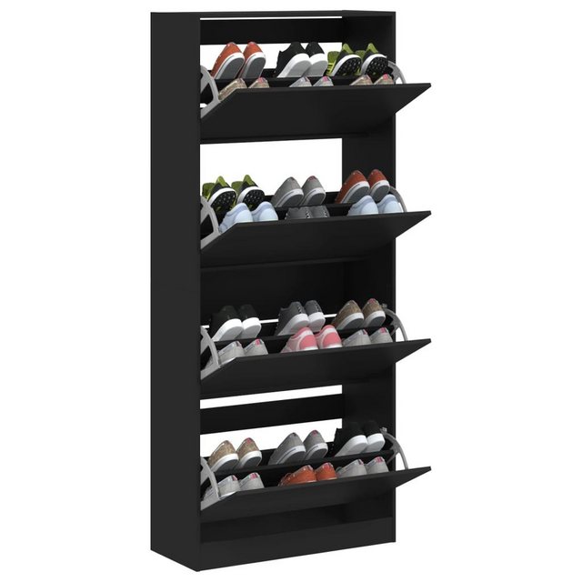 vidaXL Schuhschrank Schuhschrank mit 4 Klappen Schwarz 80x34x187,5 cm günstig online kaufen