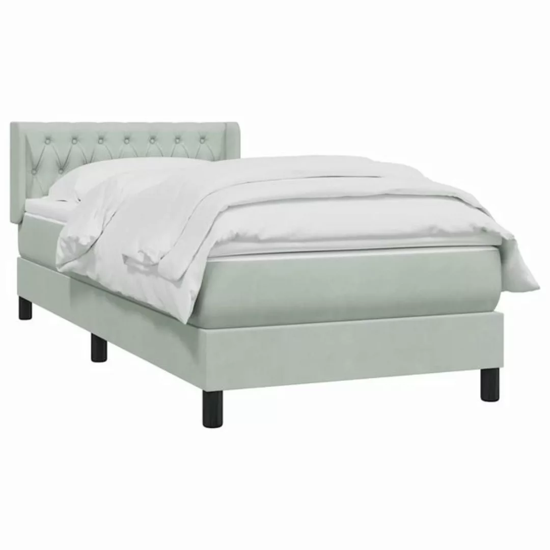 vidaXL Bett Boxspringbett mit Matratze Hellgrau 100x210 cm Samt günstig online kaufen