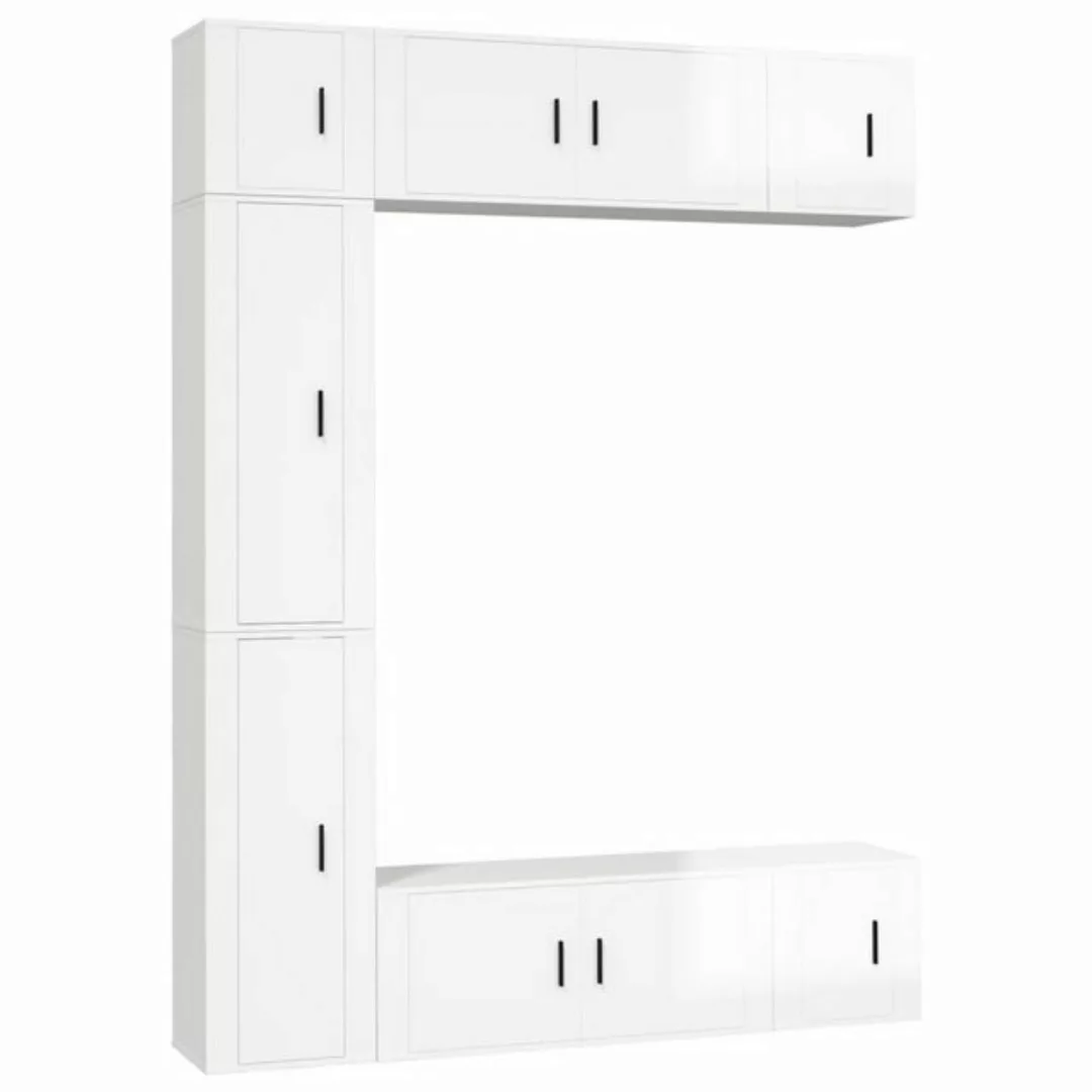 furnicato TV-Schrank 7-tlg. TV-Schrank-Set Hochglanz-Weiß Holzwerkstoff günstig online kaufen