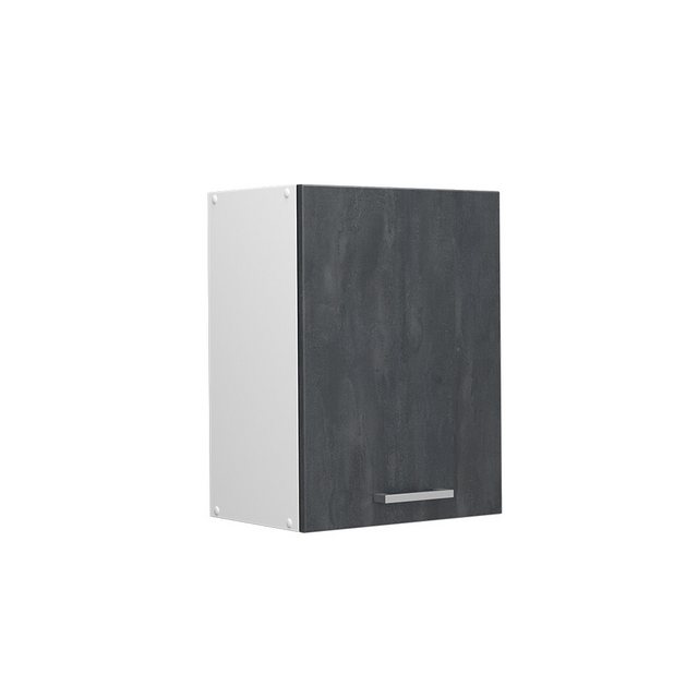 Livinity® Hängeschrank Küchenoberschrank R-Line 45 cm Weiß Schwarz Beton günstig online kaufen