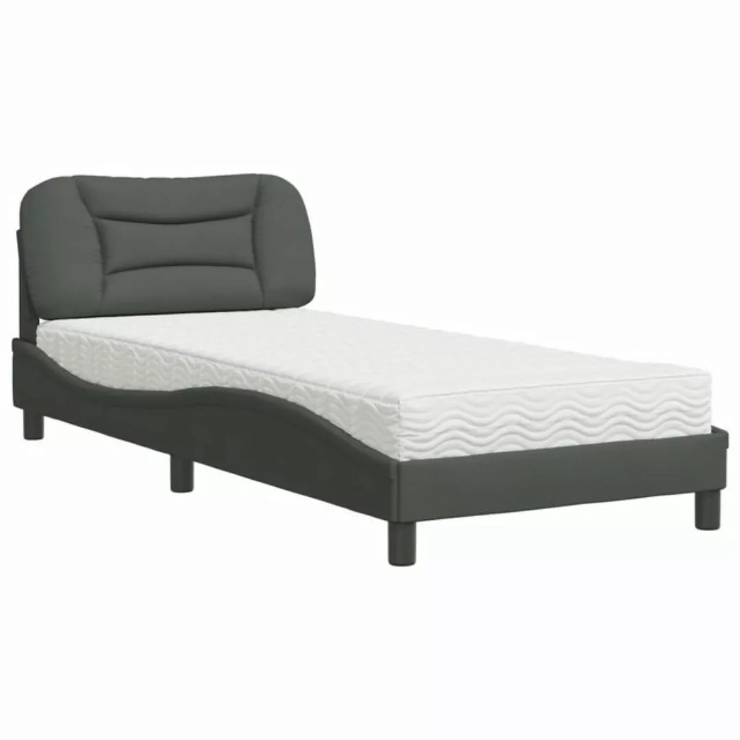 vidaXL Bett Bett mit Matratze Dunkelgrau 80x200 cm Stoff günstig online kaufen