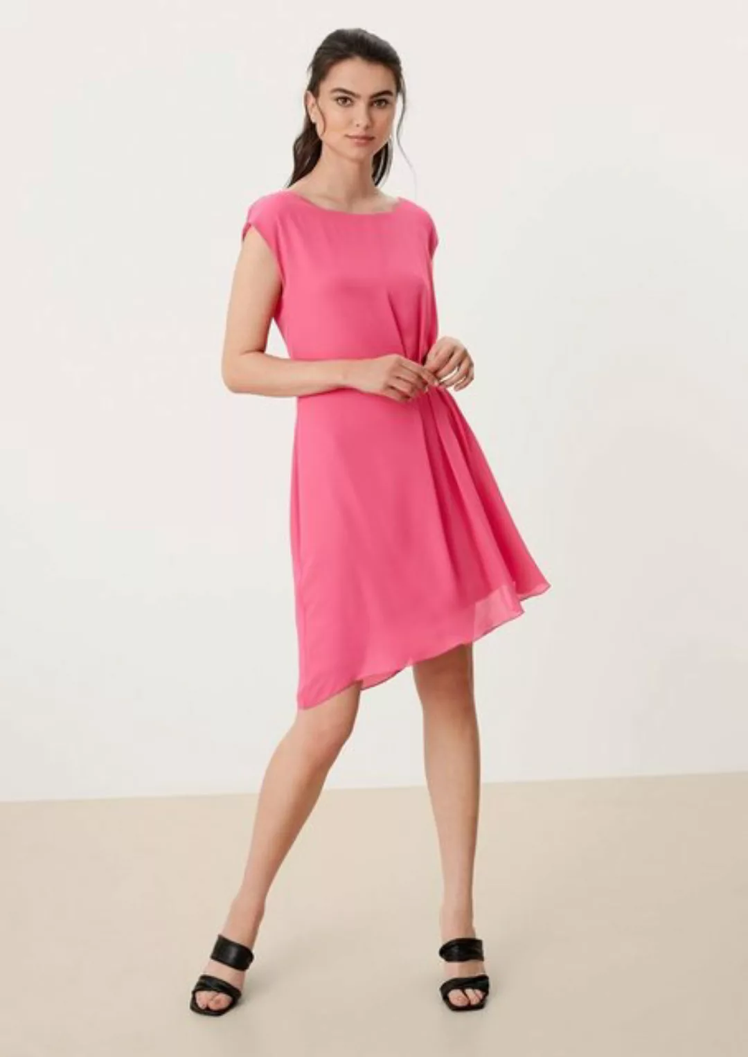 s.Oliver BLACK LABEL Minikleid Kleid in Crêpe-Optik Raffung günstig online kaufen