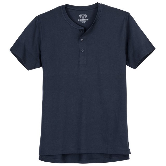 CECEBA Print-Shirt Große Größen Herren T-Shirt navy Knopfleiste Ceceba günstig online kaufen