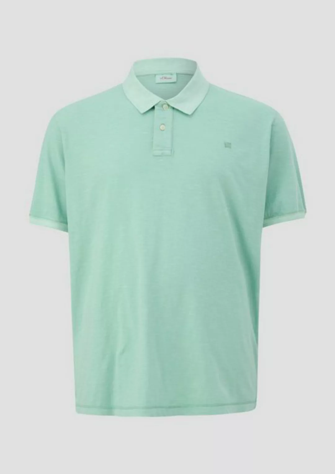 s.Oliver Kurzarmshirt Poloshirt mit kleinem Logo-Print Garment Dye günstig online kaufen