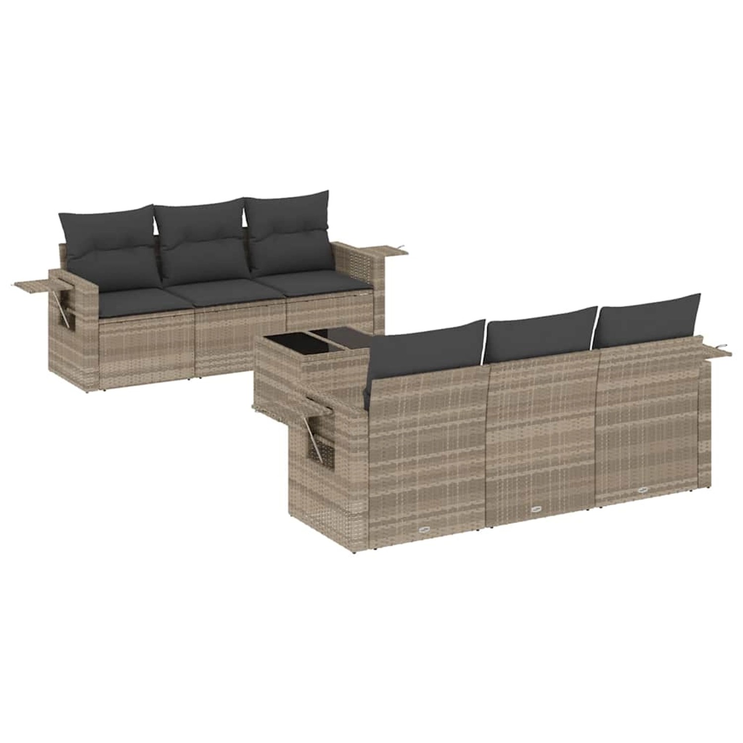 vidaXL 7-Tlg Garten-Sofagarnitur mit Kissen Hellgrau Poly Rattan 3219911 günstig online kaufen
