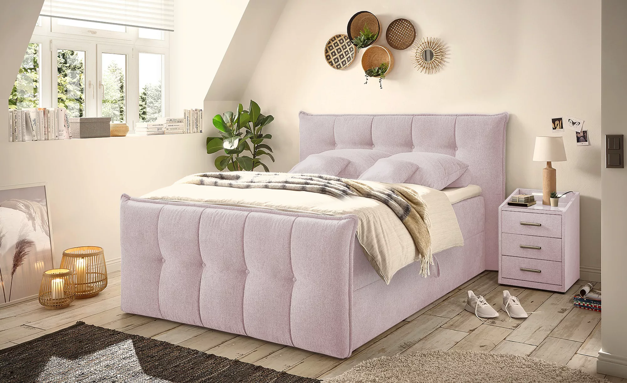 uno Polsterbett mit Bettkasten Dante ¦ rosa/pink ¦ Maße (cm): B: 200 H: 114 günstig online kaufen