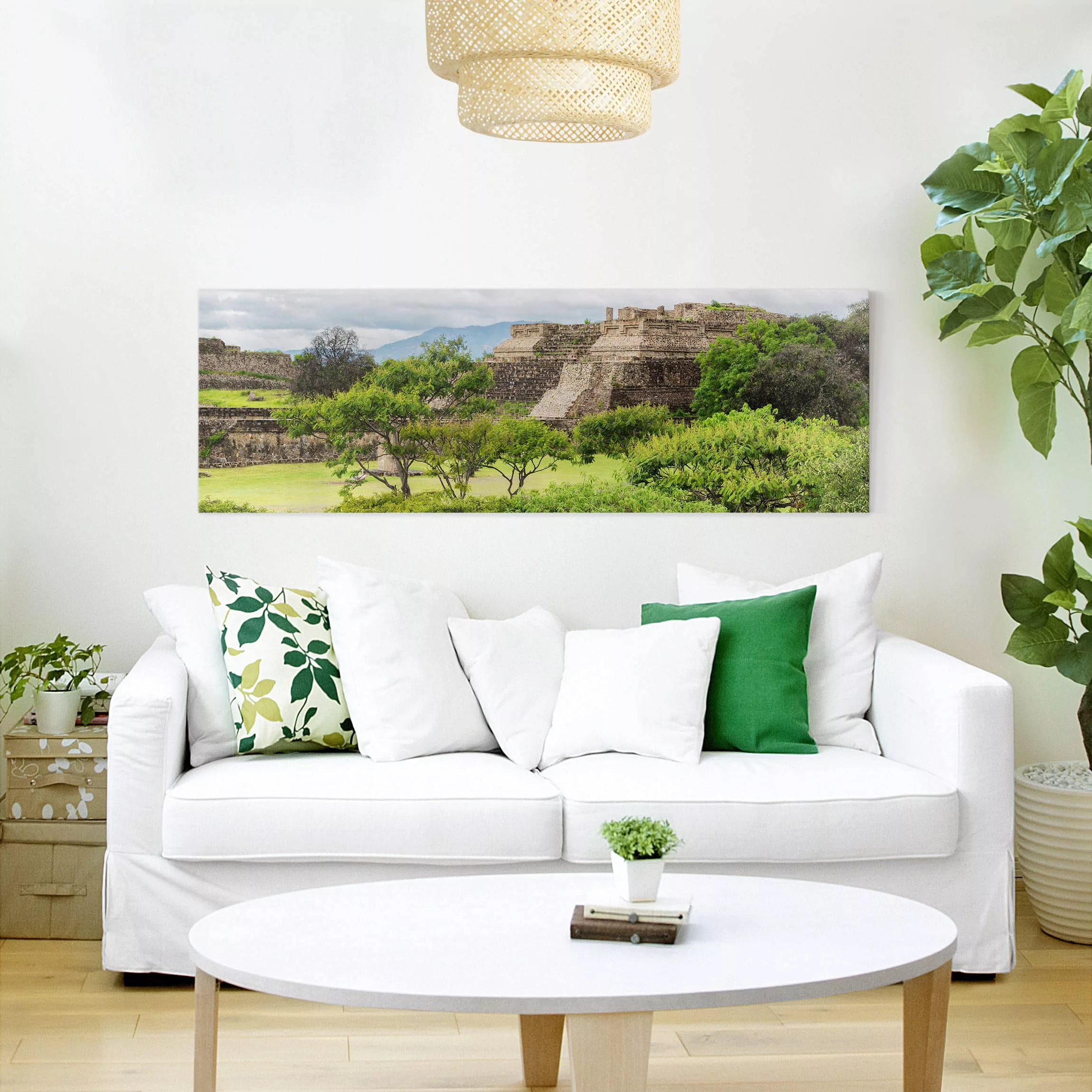 Leinwandbild Natur & Landschaft - Panorama Pyramide von Monte Alban günstig online kaufen