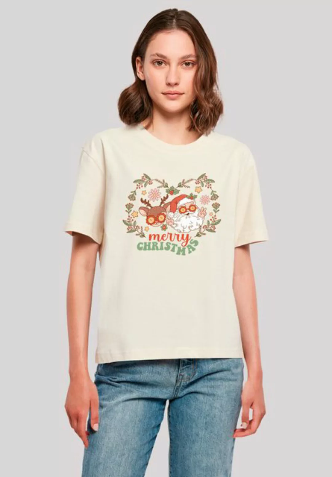 F4NT4STIC T-Shirt "Weihnachten Hippie Santa And Reindeer", Premium Qualität günstig online kaufen