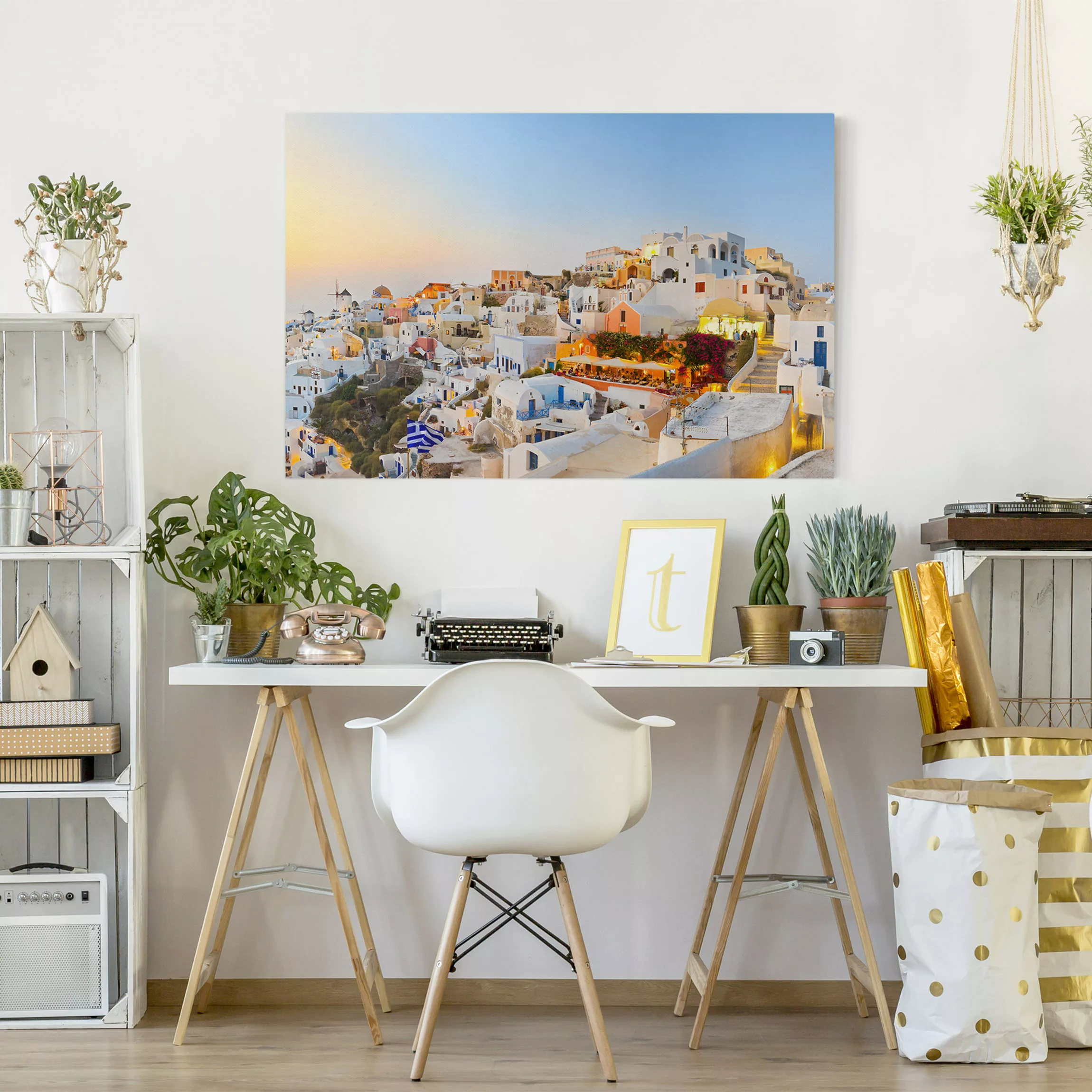 Leinwandbild Architektur & Skyline - Querformat Strahlendes Santorin günstig online kaufen