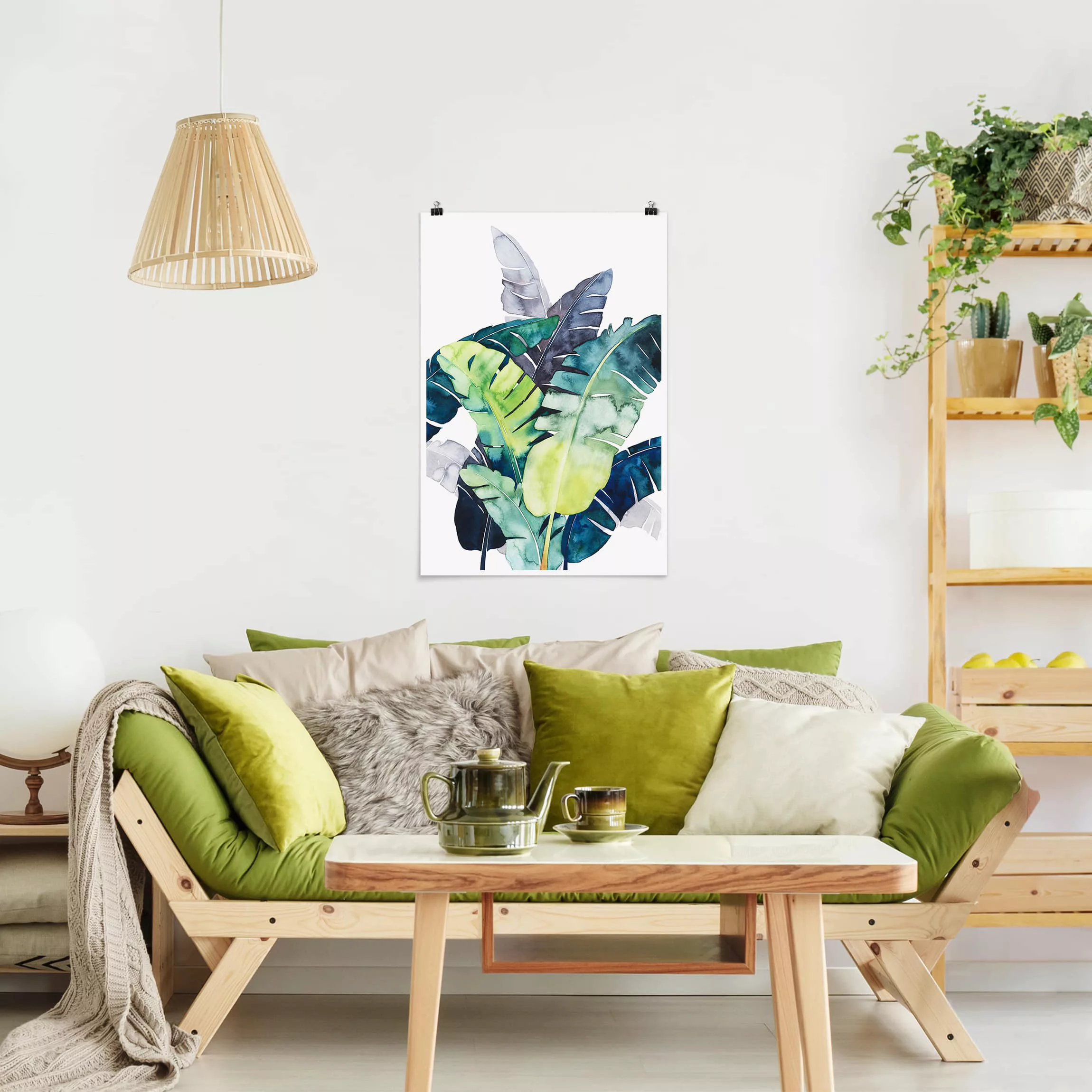 Poster Blumen - Hochformat Exotisches Blattwerk - Banane günstig online kaufen