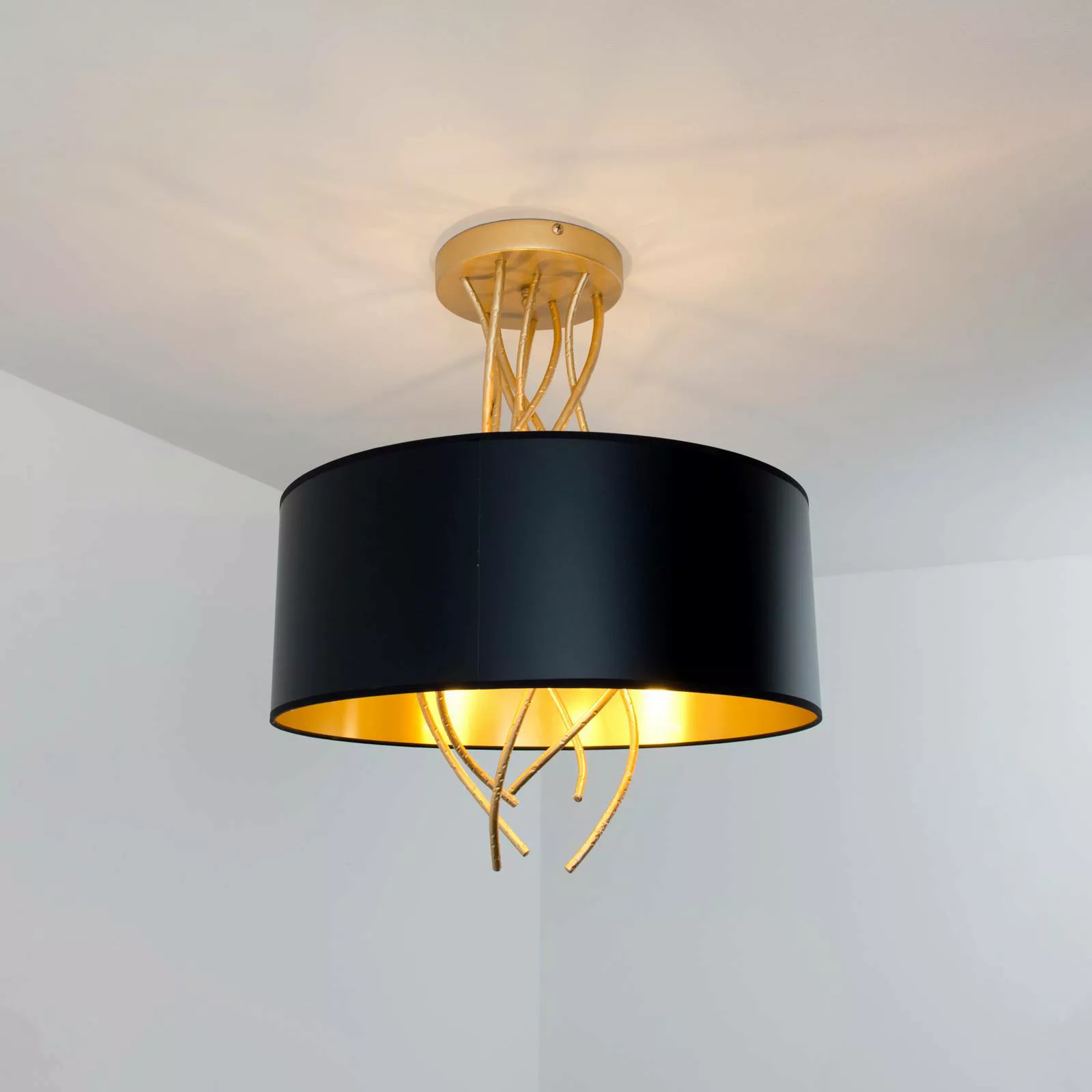 Deckenlampe Elba Ø30cm drei Fassungen schwarz/gold günstig online kaufen