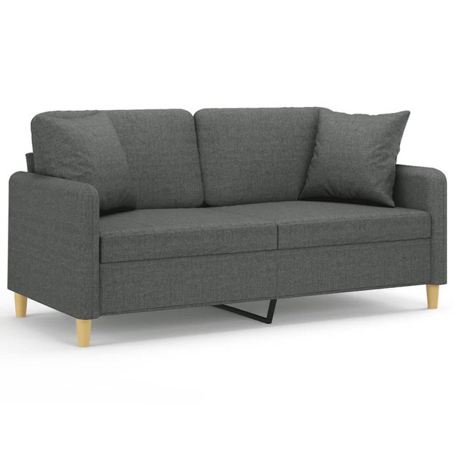 vidaXL Sofa 2-Sitzer-Sofa mit Zierkissen Dunkelgrau 140 cm Stoff günstig online kaufen