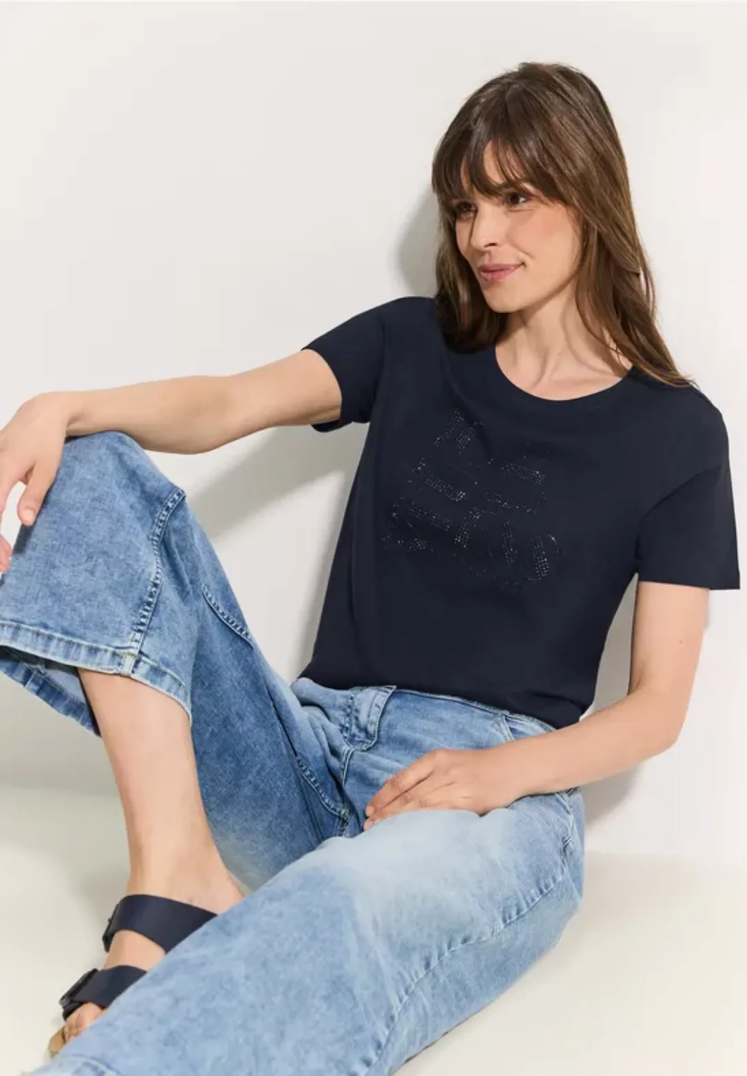 Cecil T-Shirt mit Wording aus Steinchen günstig online kaufen