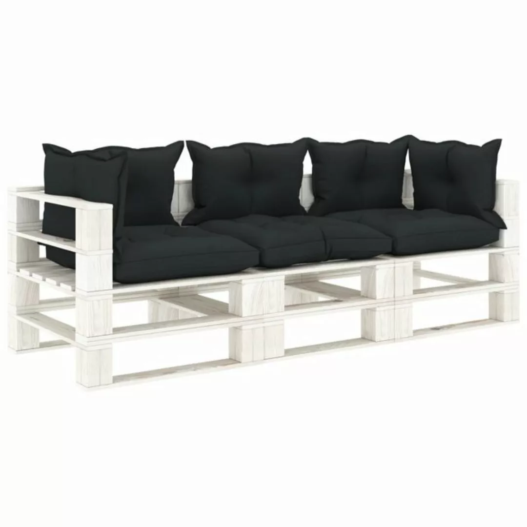 Garten-palettensofa 3-sitzer Mit Anthrazit-kissen Holz günstig online kaufen