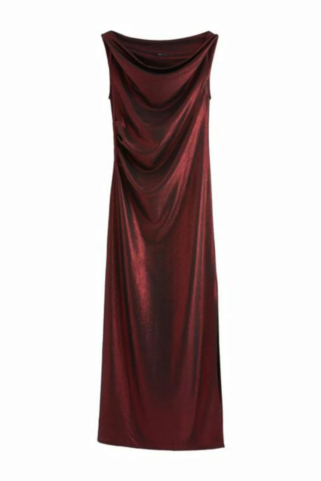 Next Maxikleid Ärmelloses Metallic-Maxikleid mit Wasserfallkragen (1-tlg) günstig online kaufen