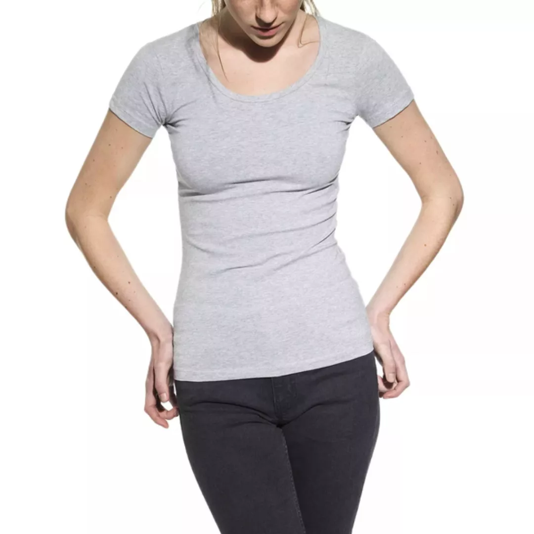 Damen T-shirt Mit Rundhalsausschnitt Baumwolle Stretch günstig online kaufen