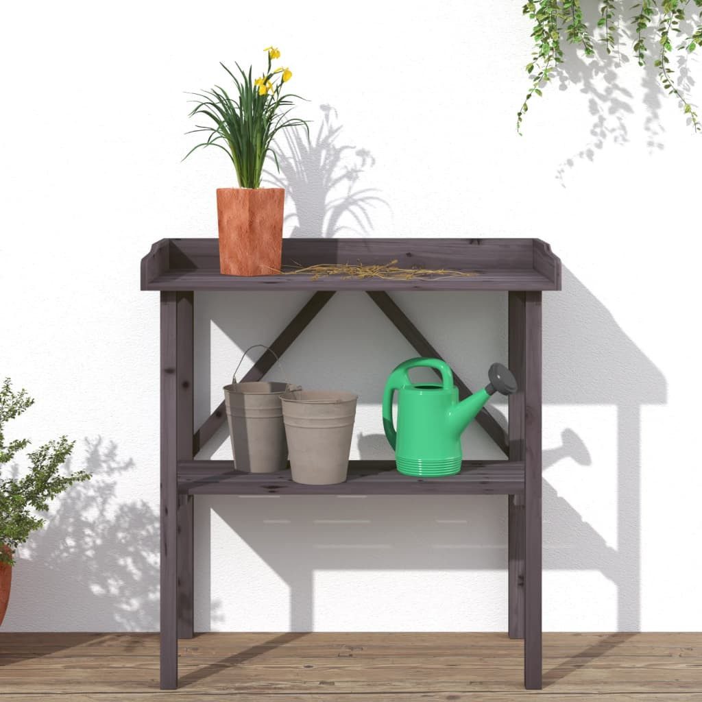 vidaXL Blumenständer Pflanztisch mit Ablage Grau günstig online kaufen