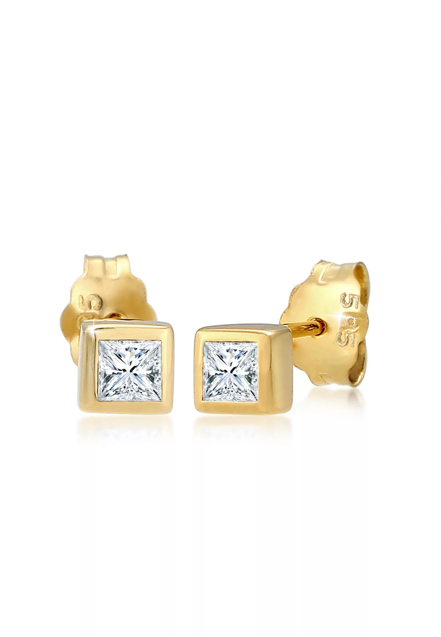 Elli DIAMONDS Paar Ohrstecker "Prinzessschliff Diamant (0.2 ct.) 585er Gelb günstig online kaufen