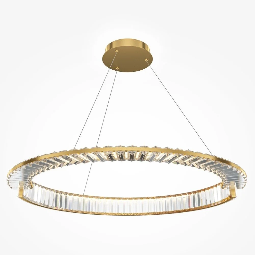 LED Pendelleuchte Krone in Gold und Transparent 45W 3000lm günstig online kaufen