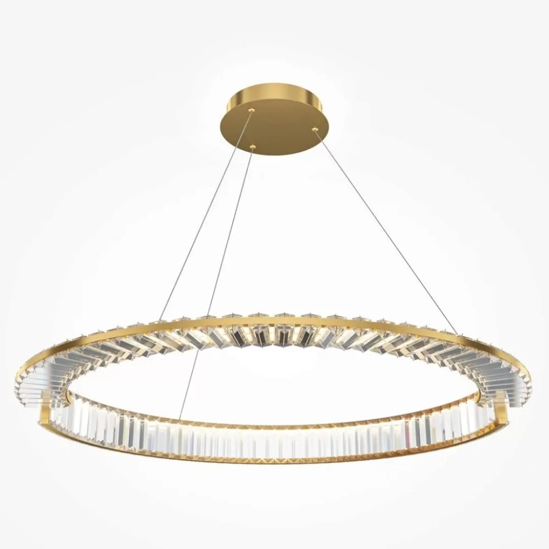LED Pendelleuchte Krone in Gold und Transparent 45W 3000lm günstig online kaufen