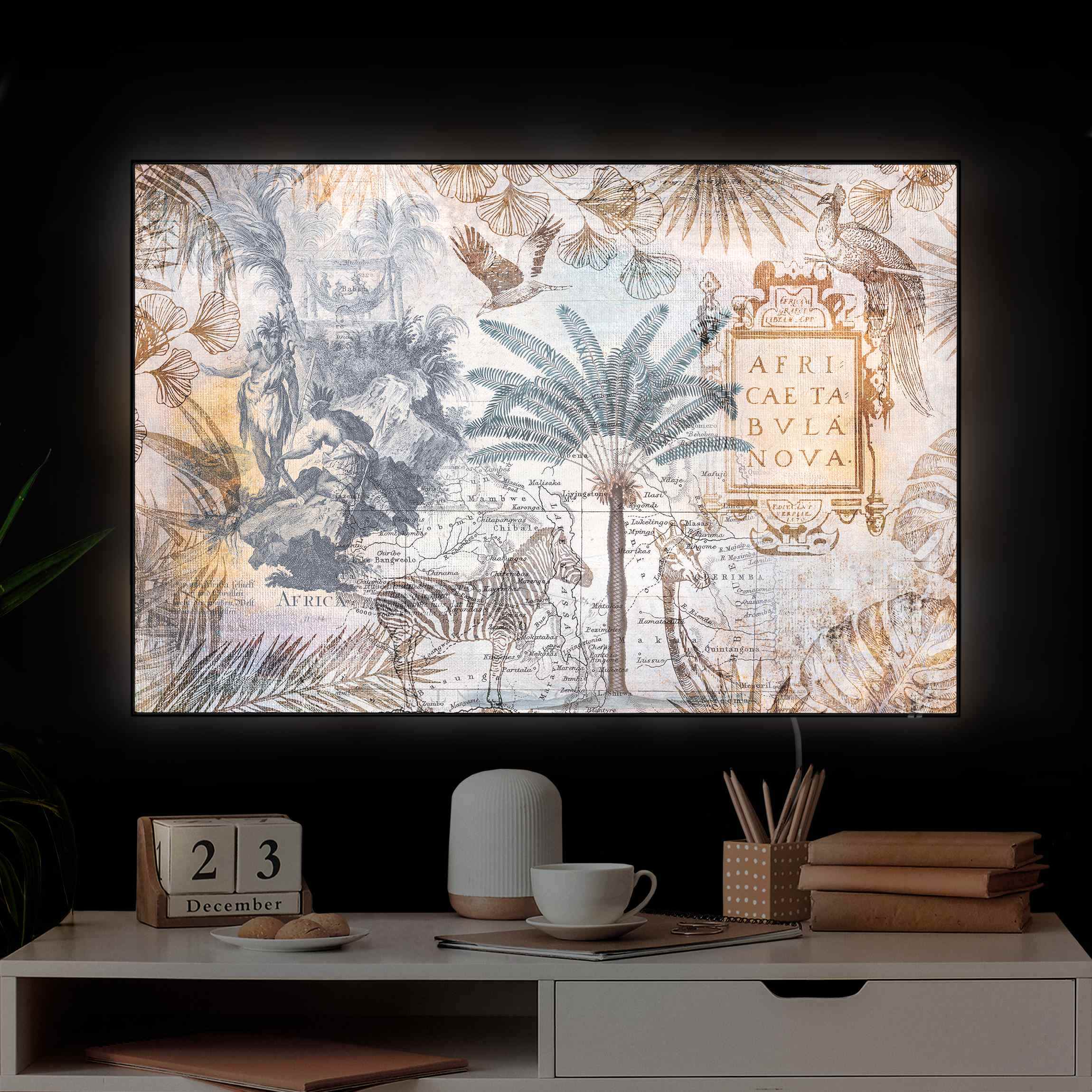 LED-Wechselbild Vintage Collage Landkarte Afrika günstig online kaufen