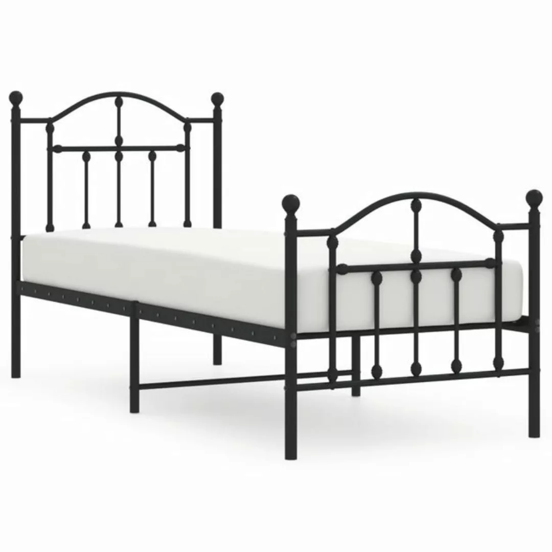 furnicato Bett Bettgestell mit Kopf- und Fußteil Metall Schwarz 75x190 cm günstig online kaufen